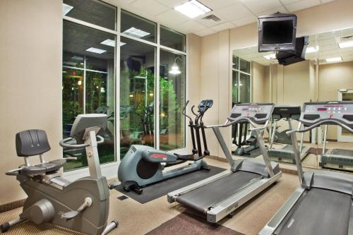 a gym with treadmills and ellipticals and a tv at Holiday Inn Atlanta-Gas South Arena Area by IHG in Duluth