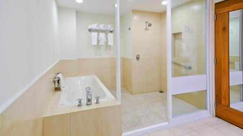 a bathroom with a tub and a shower with a sink at Holiday Inn Irapuato by IHG in Irapuato