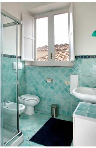a bathroom with a toilet and a sink at Brasca Amalfi Rosa Canina in Minori