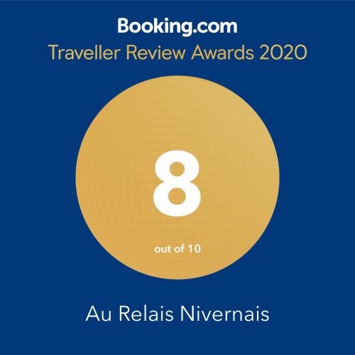 a yellow circle with the number eight on it at Logis hôtel Au Relais Nivernais in Nevers
