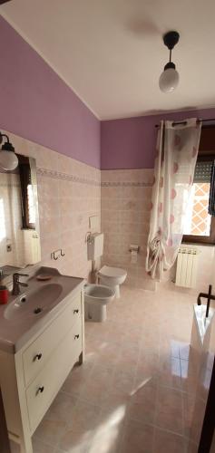 bagno con servizi igienici e lavandino di ILIO e GIULIA APARTMENT a Roma