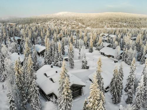 an aerial view of a ski lodge in the snow at Holiday Home Kuruhovi b by Interhome in Ruka