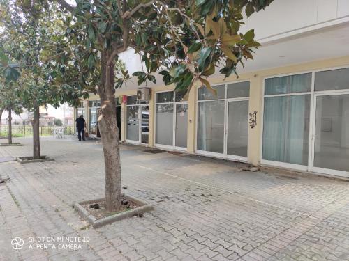 a building with a tree in front of it at Luxury City Center Apartment in Kalabaka