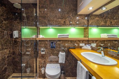 a bathroom with a toilet and a sink at F&B Spa Resort (ex. Fomich Hotel) in Bukovel