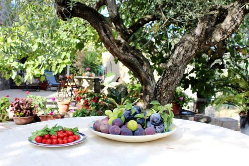 un piatto di frutta e verdura su un tavolo di CASA JOSELLA a Massa Lubrense