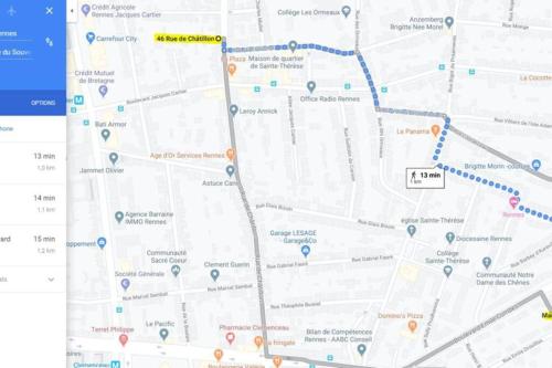 a screenshot of a google map of a subway at Le Lagon, studio cosy lumineux - proche gare in Rennes
