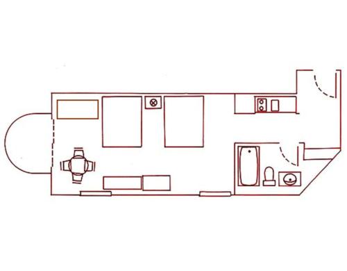 a floor plan of a small house at Tidelands Caribbean Boardwalk Hotel and Suites in Ocean City