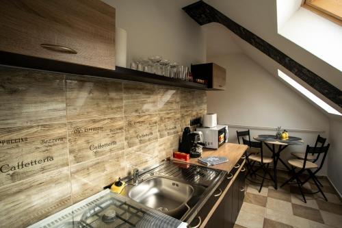 Kuchyň nebo kuchyňský kout v ubytování Szitakötő Apartman