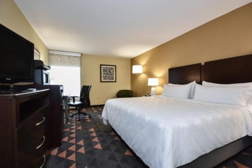 a hotel room with a large bed and a flat screen tv at Holiday Inn Lumberton by IHG in Lumberton