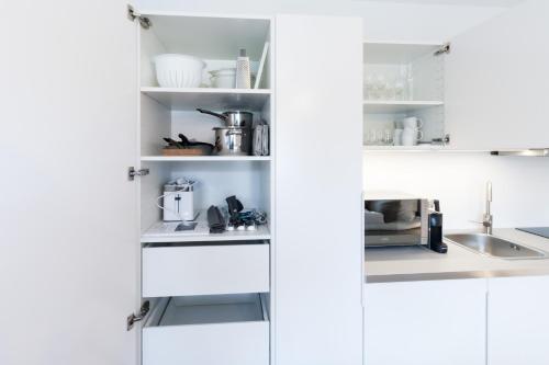 Küche/Küchenzeile in der Unterkunft Modernes Apartment Liobablick Nr1 FeWo Fulda Petersberg