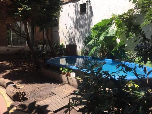 a swimming pool in the yard of a house at Hostel Casa & Campo in Buenos Aires