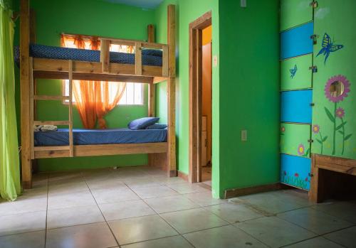 Una cama o camas en una habitación de Roatan Backpackers' Hostel