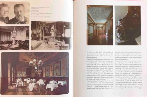 a page of a book with photographs of a dining room at EXCEPTIONNEL !!! VENEZ SEJOURNER DANS LES 3 SUITES D'UN AUTHENTIQUE ANCIEN PALACE DE LA "BELLE EPOQUE" de 1874 !!! UNIQUE !!! in Menton