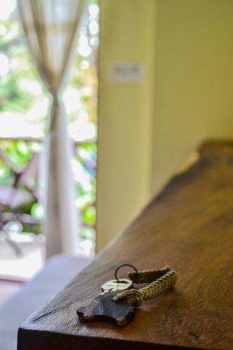 a pair of keys sitting on top of a table at Verde Luna in San Francisco