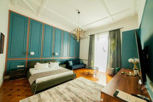 Postel nebo postele na pokoji v ubytování Matei Corvin Apartment