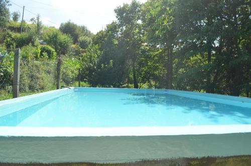 a large blue swimming pool in a yard at Carneiro Country Houses Casa das Batatas in Amarantinho