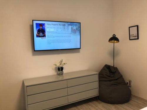 TV a/nebo společenská místnost v ubytování RÜ Business Apartments & Suites