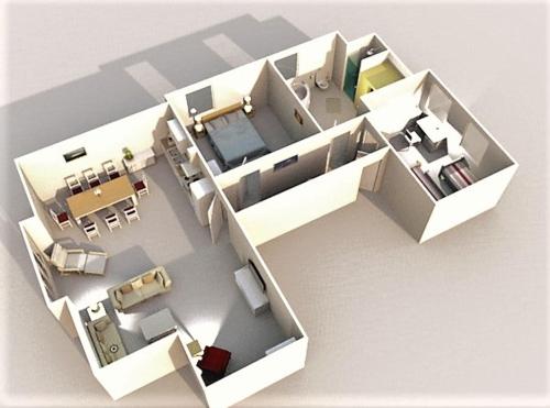 a rendering of a small apartment kitchen and living room at Ferienwohnungen Georgenbruch in Everswinkel