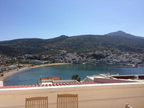 a view of a beach and the water at Mare Vista Hotel - Epaminondas in Batsi