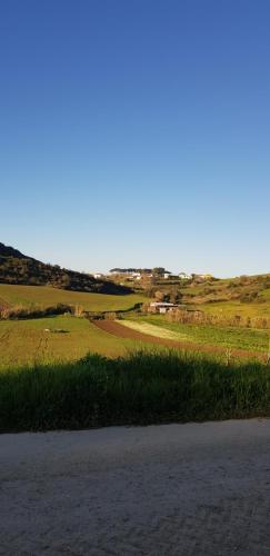 a dirt road in a field with grass and a sky at AL - HaoleGuestHouse in Sobral de Monte Agraço