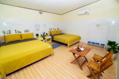 เตียงในห้องที่ Pun corner homestay
