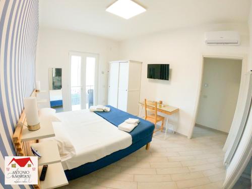 una camera da letto con un letto e una scrivania di Antonio&Maria's home a Pompei