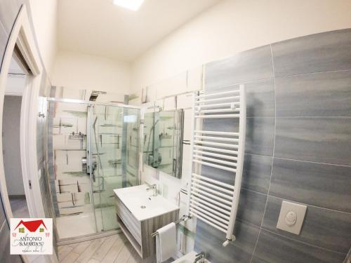 un bagno con lavandino e doccia di Antonio&Maria's home a Pompei