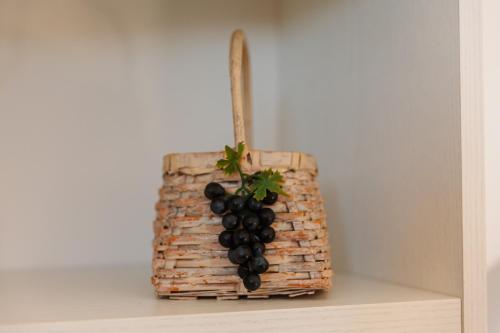 a bunch of grapes sitting on top of a wall at Iolanda Vacanze in Lucugnano