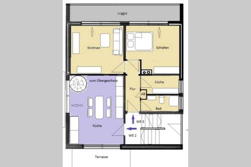 a floor plan of a house at FeWo MEERESBRISE - Familie- Hunde - Strandnah - Garten-Seeblick - Sauna & Wellness in Sierksdorf