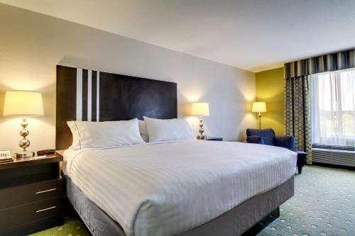 a hotel room with a large bed and a window at Holiday Inn Express Hotel & Suites Live Oak by IHG in Live Oak