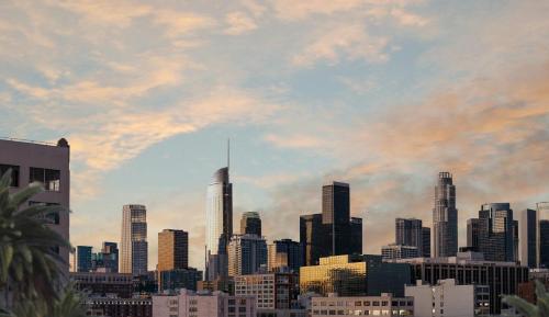 a view of a city skyline with skyscrapers at InterContinental - Los Angeles Downtown by IHG in Los Angeles