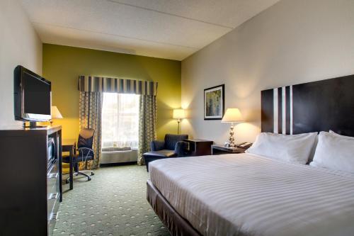 a hotel room with a bed and a television at Holiday Inn Express Hotel & Suites Live Oak by IHG in Live Oak