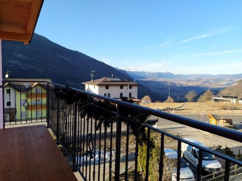 a balcony with a view of a mountain at Appartamenti Il Cerbiatto in Cavedago