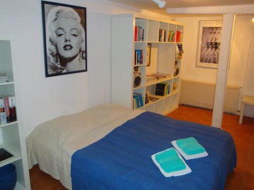 une chambre avec un lit avec deux serviettes dessus dans l'établissement Maison de vacances Alsace - Ferienhaus Elsaß - Holiday house Alsace, à Bischwiller