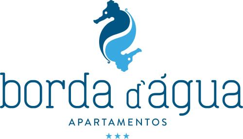 a logo for a seafood restaurant with a blue seahorse at Apartamentos Borda D´Agua in Albufeira