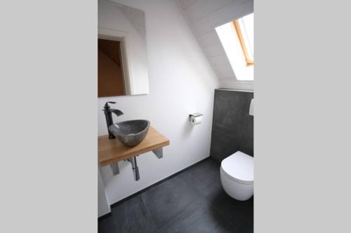 a bathroom with a sink and a toilet at Ferienwohnung Koller nähe Playmobil Fun-Park in Cadolzburg