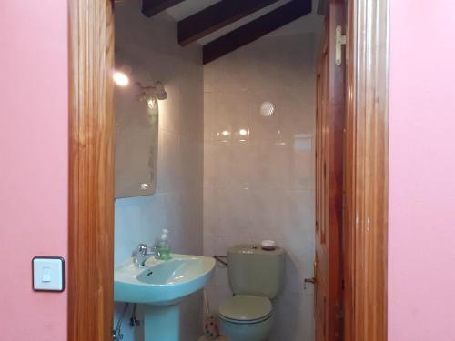 a bathroom with a toilet and a sink at Casa Llorente in Meré