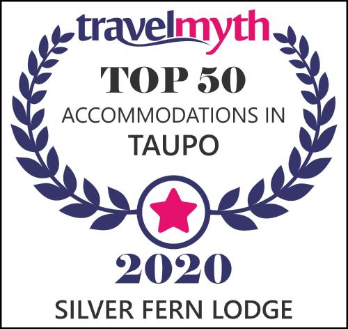 a logo for a top organizations in taipo at Silver Fern Lodge in Taupo