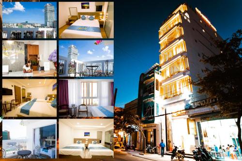 a collage of photos of a building at QUE HUONG HOTEL in Quy Nhon