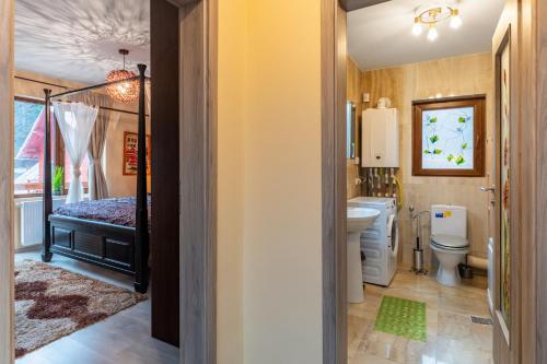 布希坦尼的住宿－Alsama Zurqa，一间带卫生间和水槽的浴室