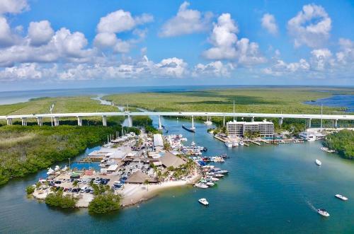 an aerial view of a marina with boats in the water at Gilbert's Resort in Key Largo