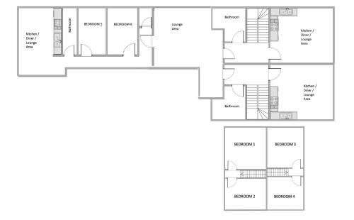 a floor plan of a house at The Penthouse Gathering - Town Centre - Sleeps Up To 16 in Wrexham