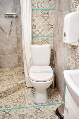 a bathroom with a toilet and a sink at Східний in Brzezhany