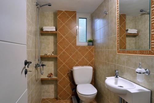 a bathroom with a toilet and a sink at House in Εndless green - Arethousa, Ikaria in Évdhilos