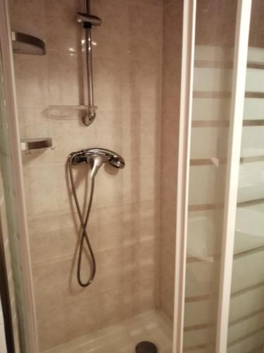 une douche avec pommeau de douche dans une salle de bain dans l'établissement Le Soleil et la Mer, à Pornichet