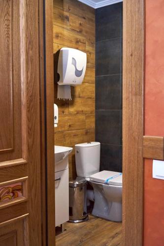 a bathroom with a toilet and a sink at Східний in Brzezhany