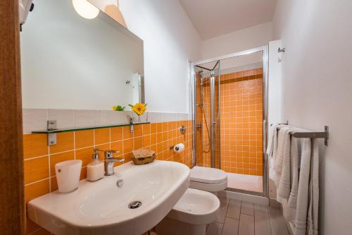 カステッランマーレ・デル・ゴルフォにあるVeranda sul Porticcioloのバスルーム(洗面台、トイレ、シャワー付)