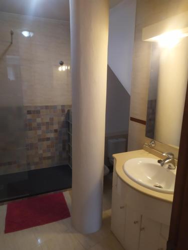 y baño con lavabo y ducha. en Apartamento Balcón de Europa 2A, en Nerja