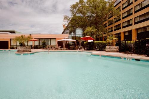 a large swimming pool in front of a building at Holiday Inn Virginia Beach - Norfolk, an IHG Hotel in Virginia Beach