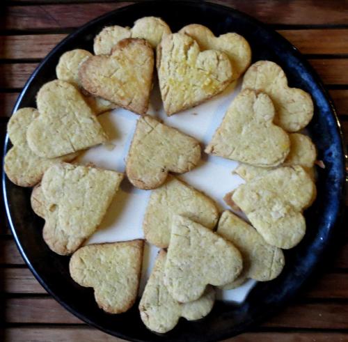 a plate of crackers in the shape of hearts at Les Grandes Fontaines in La Longine